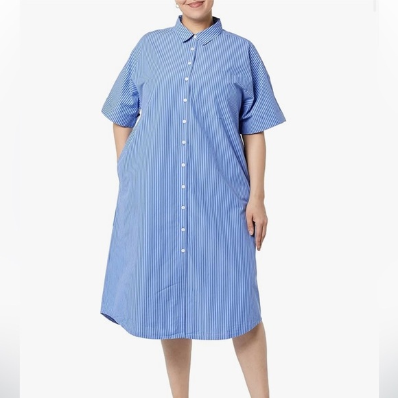 The Drop Women's Marla Drop-Shoulder Short-Sleeve Midi Shirt Dress - Picture 3 of 8